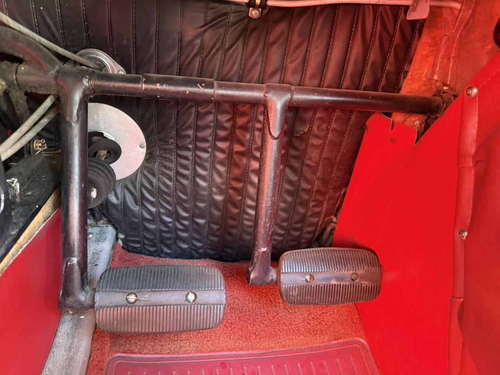 Original single toe brake pedal assembly before removal
